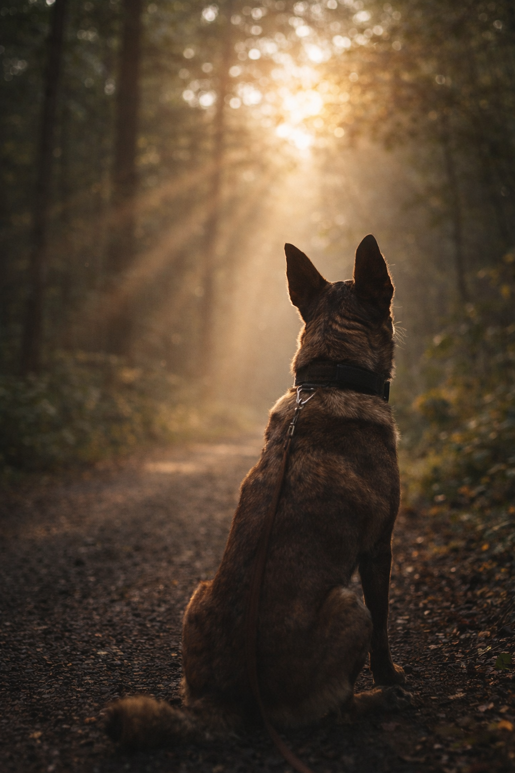 Jeune chien adolescent en extérieur, attentif à son environnement