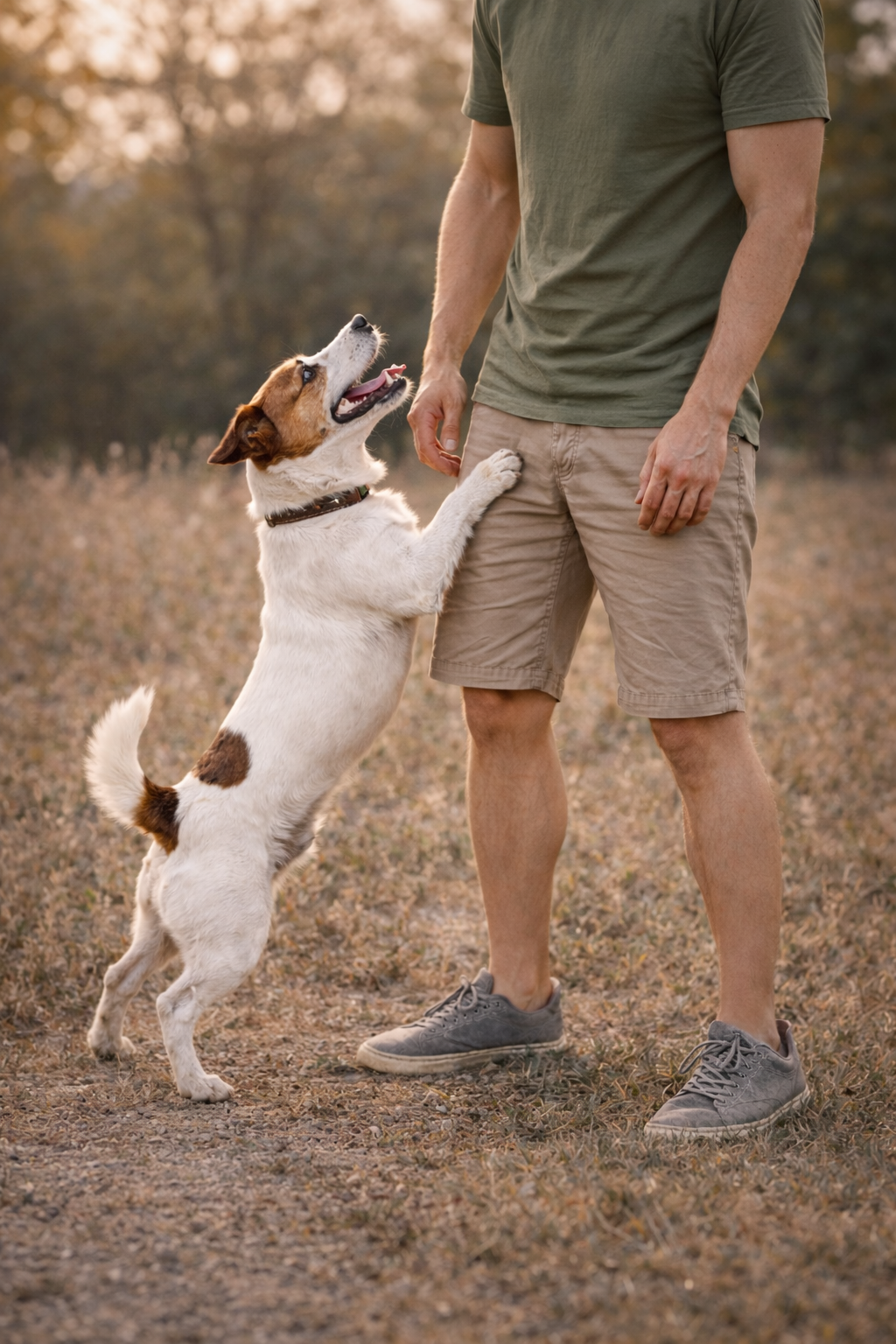 Chien qui saute sur une personne