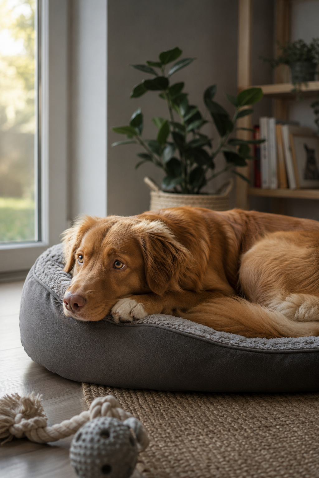 Chien calme apprenant à gérer ses émotions